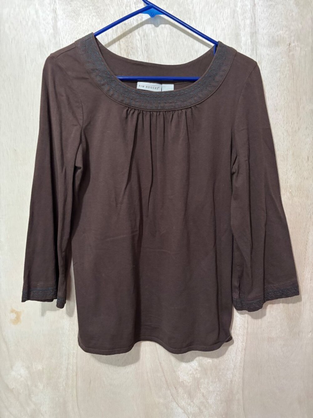 Kim Rogers Y2K Brown Embroidered Top size Small